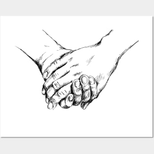 Holding hands print Posters and Art